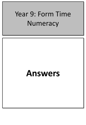 KS3 Form Time Numeracy
