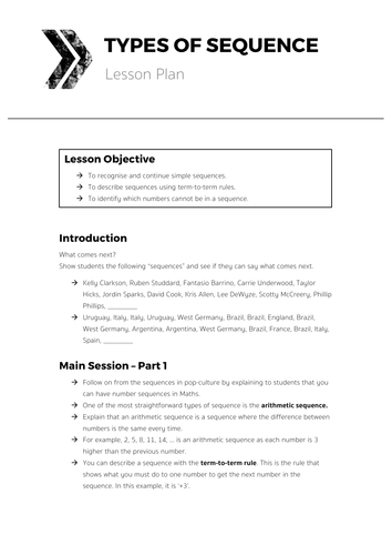 Types of Sequence - Complete Lesson | Teaching Resources