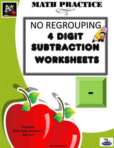 4 Digit Subtraction No Regrouping US Version