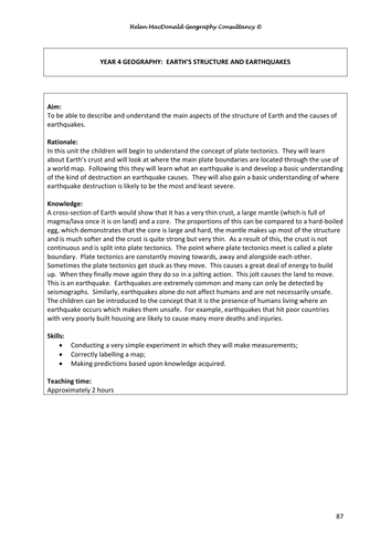 Key Stage 2 Geography & Science:  Earth's structure and earthquakes lesson plans