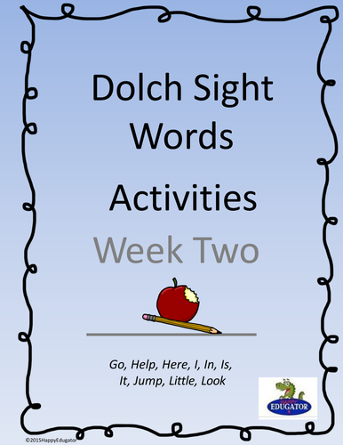 Dolch Sight Words Activities - Week 2