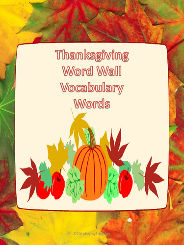 Thanksgiving Word Wall Vocabulary Words