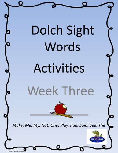 Dolch Sight Words Activities - Week 3