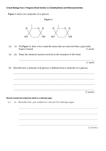 AQA A level Biology new spec 1.2 - 1.4 carbohydrates