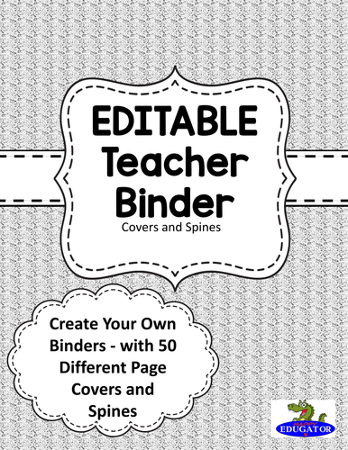 EDITABLE Teacher Binder Covers - Gray | Teaching Resources