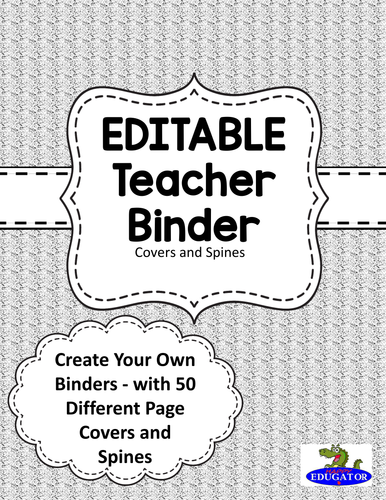 EDITABLE Teacher Binder Covers - Gray  