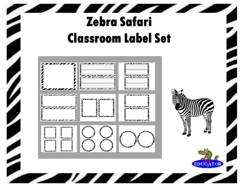 Editable Labels - Zebra Safari 