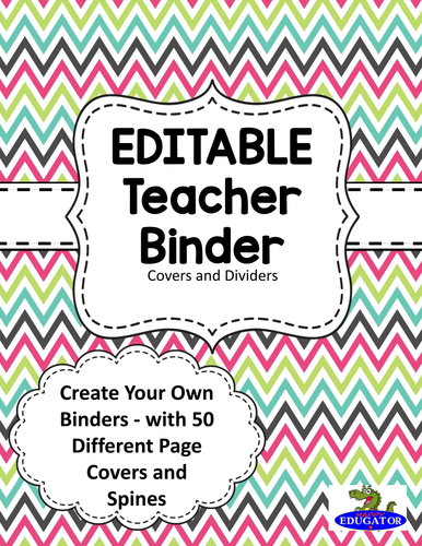 EDITABLE Teacher Binder Covers Spring Chevron Teaching Resources