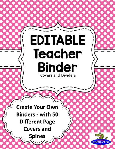 EDITABLE Teacher Binder Covers - Pink Polka Dots
