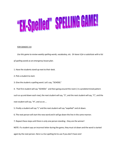 Ex-Spelled Spelling GAME