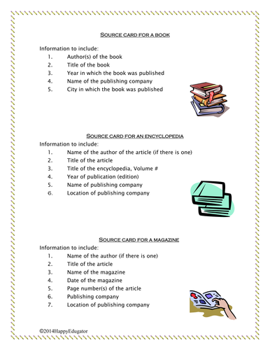 Source Cards Handout with Practice Activity