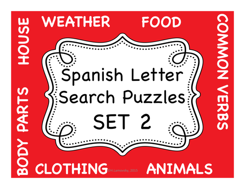 Spanish Letter Search Puzzles - Set 2