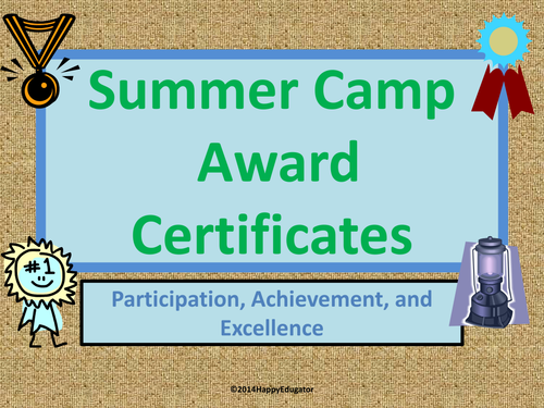 Summer Camp Award Certificates