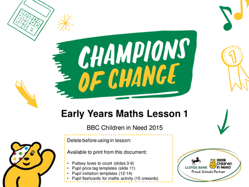 BBC Children in Need Early Years Maths Lesson – PowerPoint