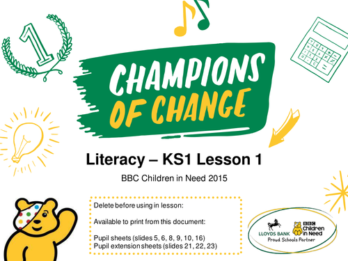 BBC Children in Need KS1 English/Literacy Lesson – PowerPoint
