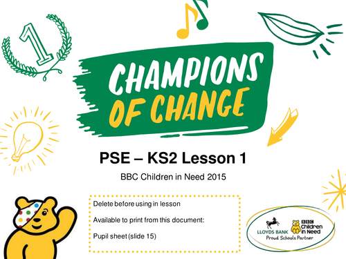 BBC Children in Need KS2 PSHE/PSE/PDMU Lesson – PowerPoint