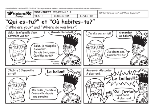 FRENCH-Y5/6-ABOUT YOU: Who are you?/Qui es-tu ? /Where do you live?/Où habites-tu ?/Nationalities