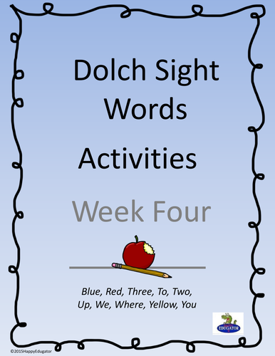 Dolch Sight Words Activities - Week 4