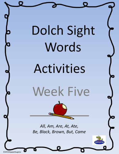 Dolch Sight Words Activities - Week 5