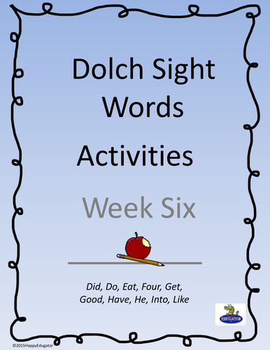 Dolch Sight Words Activities - Week 6