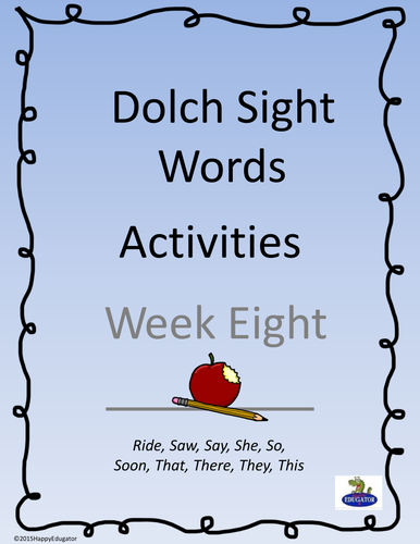 Dolch Sight Words Activities - Week 8