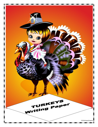 TURKEYS Writing Paper - Lined Paper - Turkeys Theme 