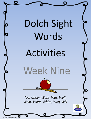 Dolch Sight Words Activities - Week 9