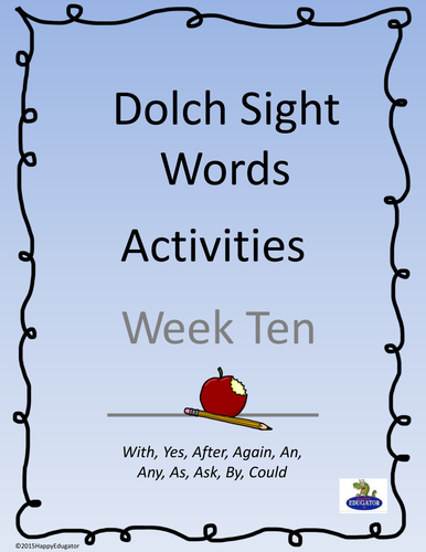 Dolch Sight Words Activities - Week 10