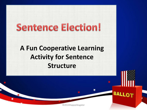 Election Day! Sentence Election Cooperative Learning Activity 