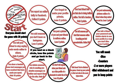 Cyber-Bullying and Stop the Bully! Board Games (anti-bullying) 