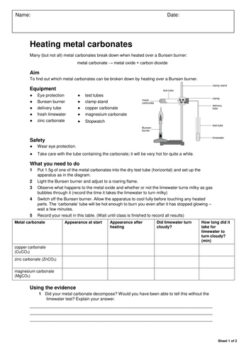 Decomposition of Carbonates, Lesson 2, Limestone and Building Materials, (AQA 1.2) Complete lesson. 