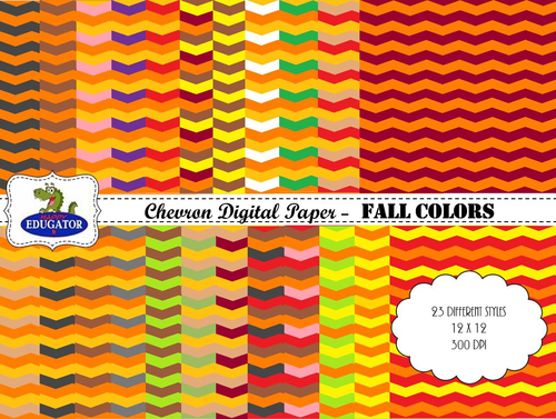Chevron Digital Paper - Fall Colors