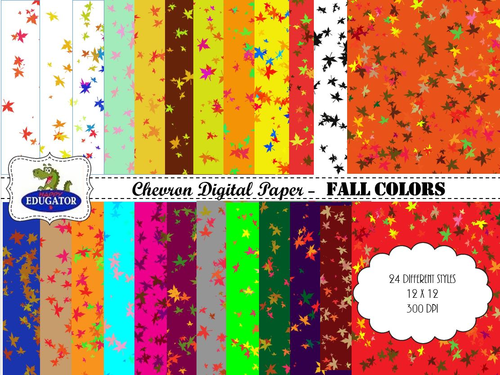 Fall Leaves Digital Paper - Fall Colors