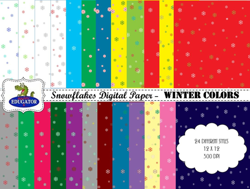 Snowflakes Digital Paper - Winter Colors