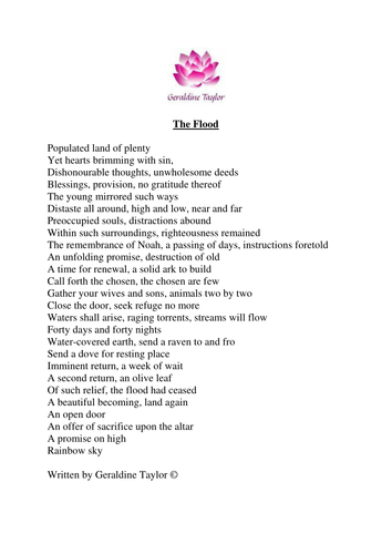 The Flood Poem | Teaching Resources