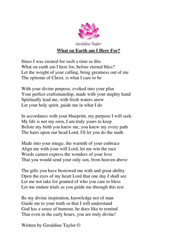 What on Earth am I Here For? poem