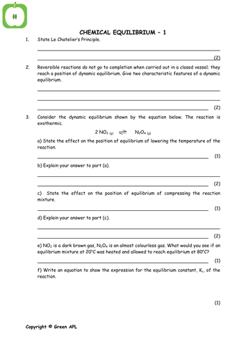 Chemistry: Equilibria Collection for A Level Year 2