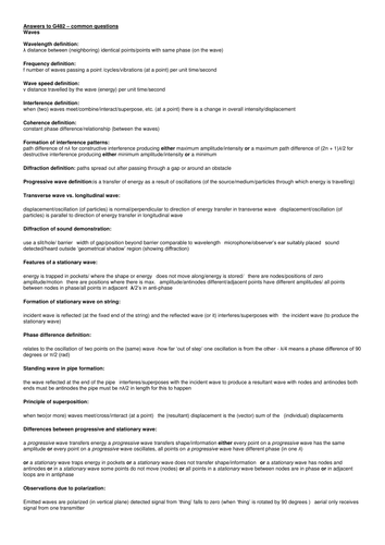 Revision for some of G482 OCR AS Physics module 2. Waves, electricity and quantum.