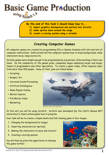 Creating a Computer Game using Scratch