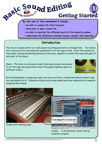 Sound Editing Using Audacity