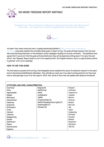 Aide for Report Writing