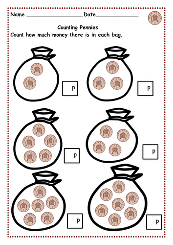 money counting pennies up to 10p and then 15p 20p 30p using 1p 2p 5p 10p 20p coins teaching resources