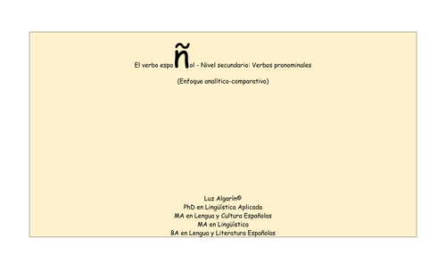 El verbo español - Nivel secundario: Verbos pronominales