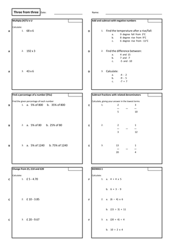 Three from three v2 Teaching Resources