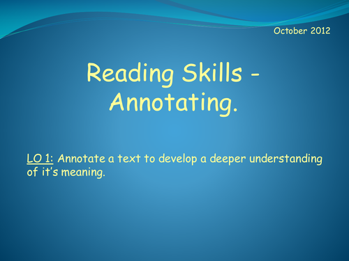 Reading Skills - Annotating Poetry