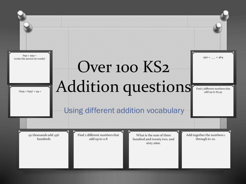 over 100 addition problems KS2
