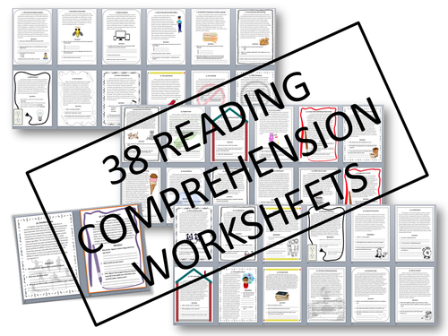38 READING COMPREHENSION WORKSHEETS
