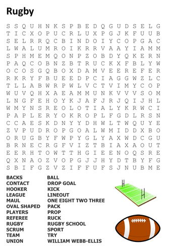 Rugby Word Search