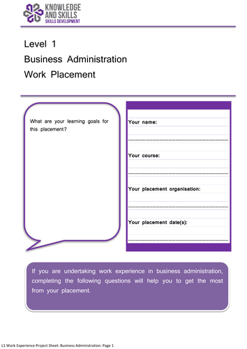 Level 1 Work Experience Project: Business Administration