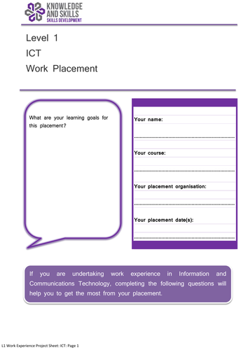Level 1 Work Experience Project: Information and Communications Technology (ICT)